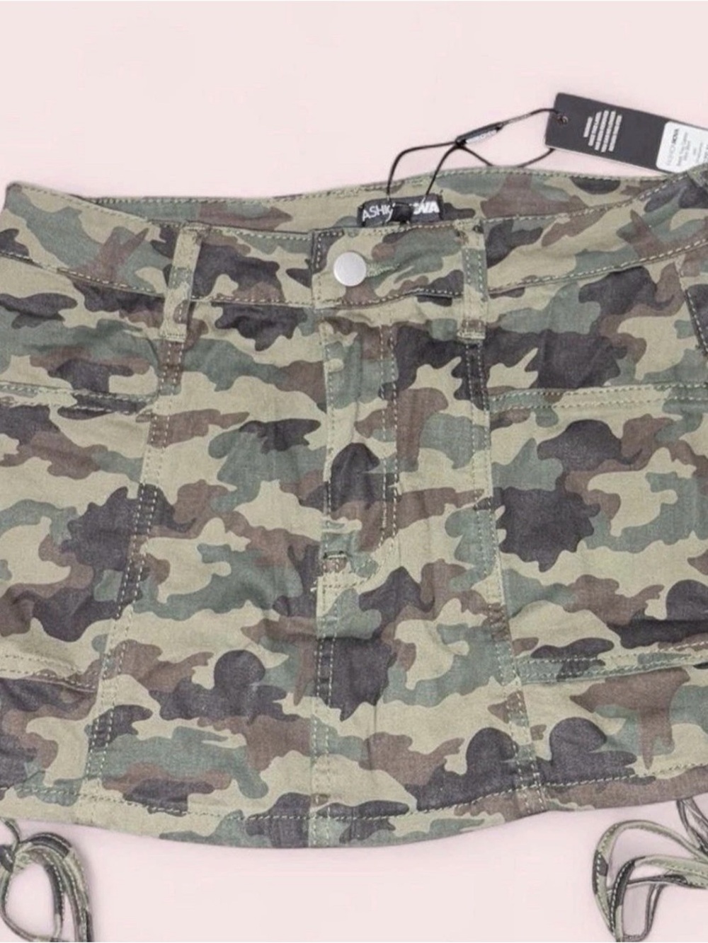 Camo Ruched Mini Skirt